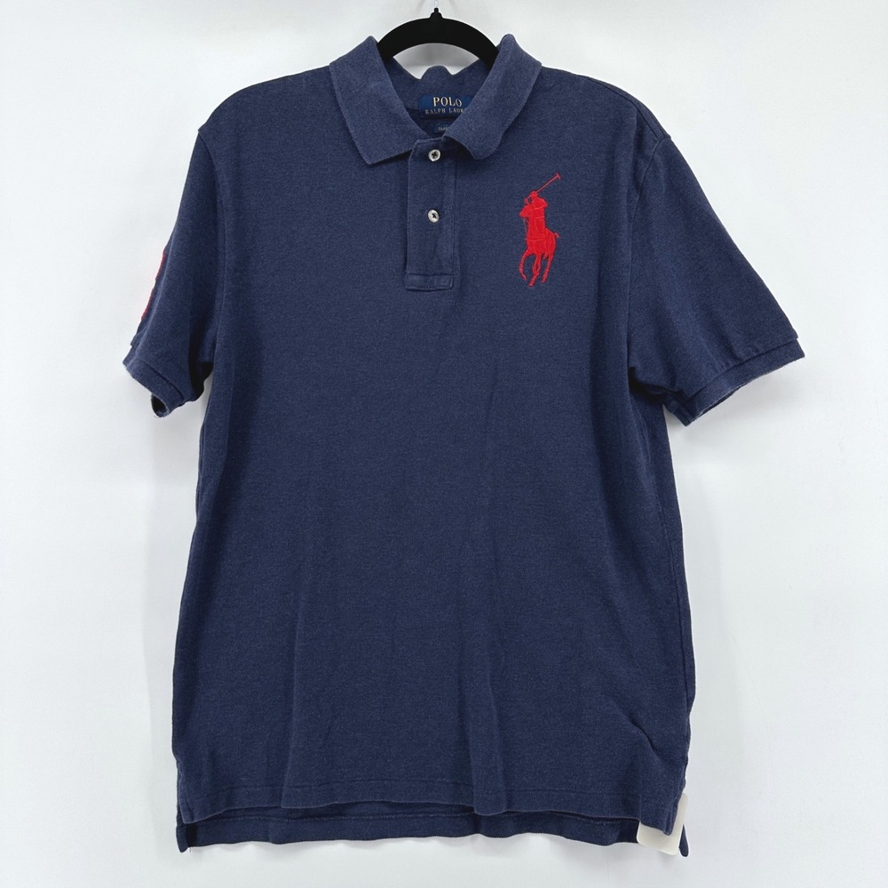 Polo Ralph Lauren Boys Navy Blue Big Pony Short Sleeve Polo Shirt L 14-16